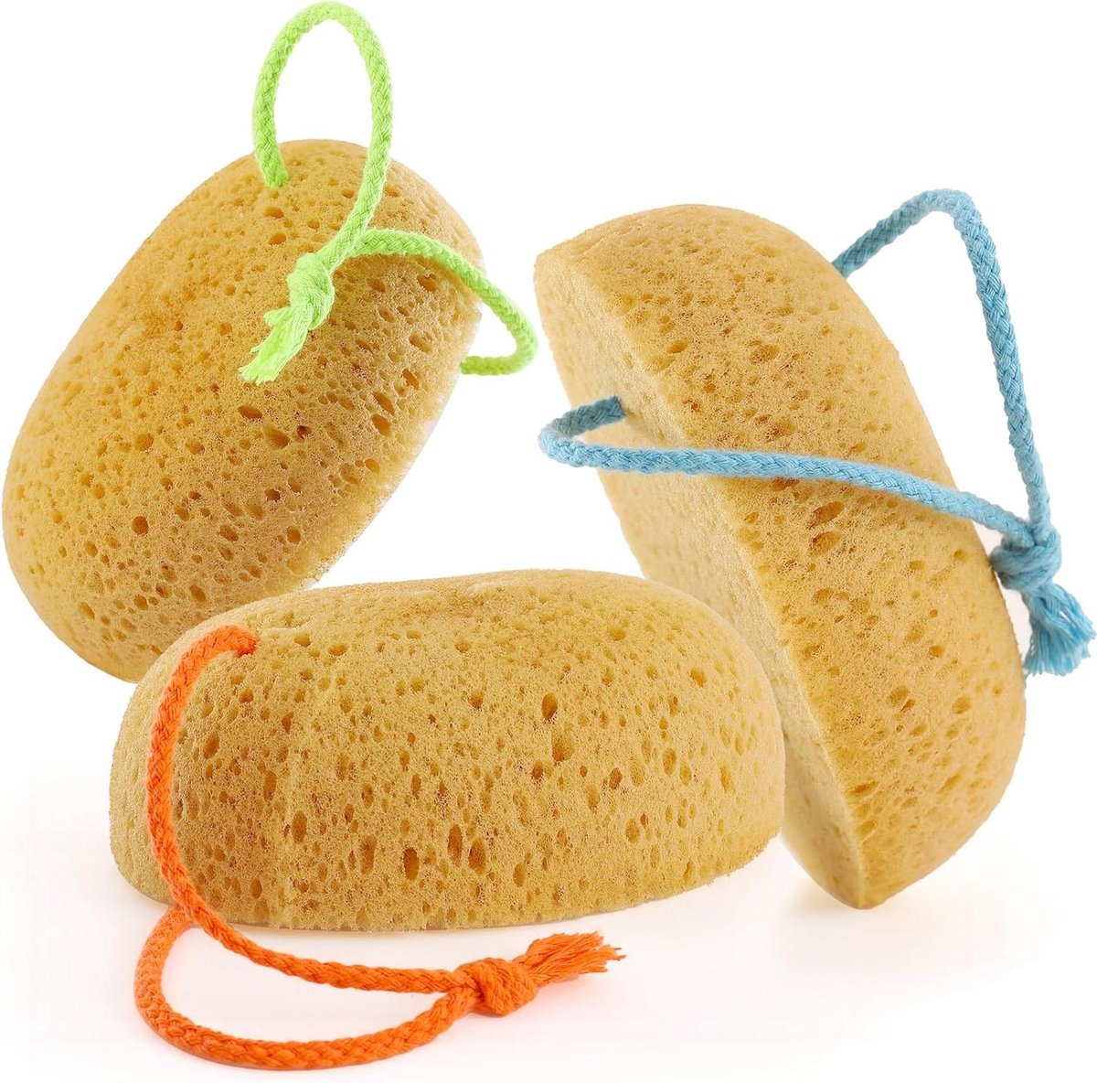 Badsponzen 3 stuks - Douche sponzen - Huid reinigen - Zachte peeling - 16 x 10 x 6 cm - Wit