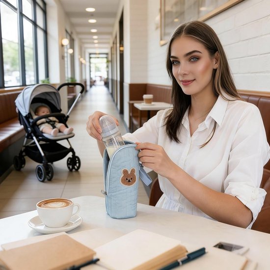Flessenzak Baby - Koeltas Moedermelk - Fles Transport - Warmteregulerende Isolatie - 23 cm Hoog - Blauw — afbeelding 4