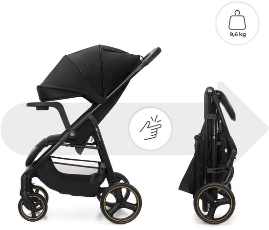 Kinderkraft TRIG 3 TRAY - Buggy - Tray voor snacks & beker - Tot 25 kg totaal (22+3) - Eénhandig CLICK & FOLD inklappen - Zwart van Kinderkraft — afbeelding 2