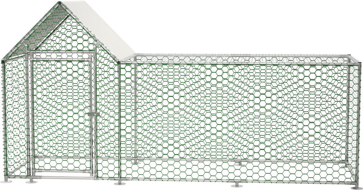 3x1x1.5m kippenren - kippenhok buitenverblijf - konijnenhok - Verzinkt Frame - PVC Net - Met veiligheidsslot