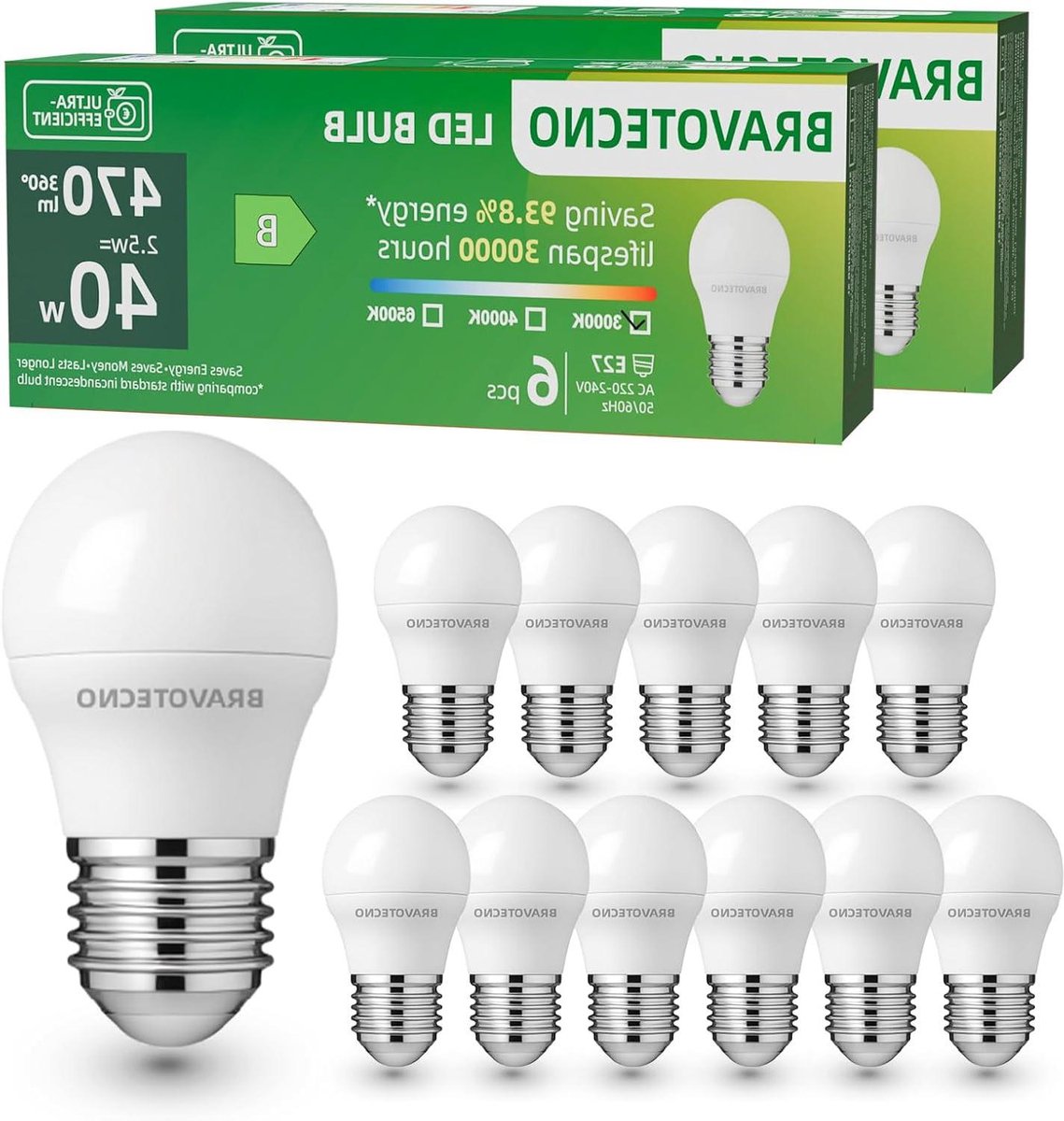 LED Lamp E27 - E27 Lamp Warmwit - Energie Besparen - Flikkervrije Verlichting - 12 stuks - Warmwit