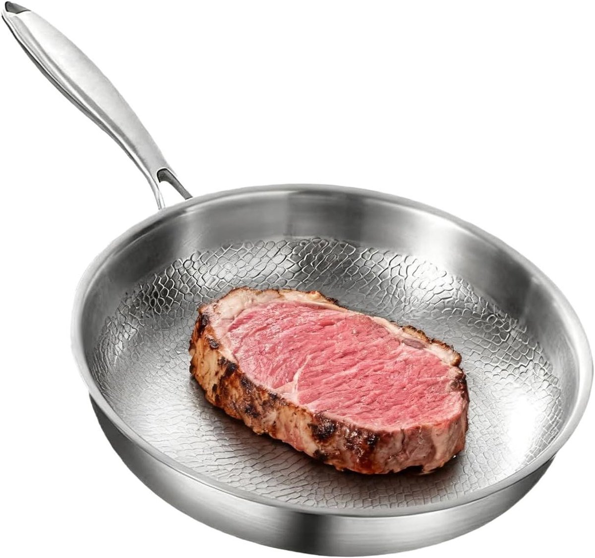 Keukenpan Roestvrij Staal - Koekenpan Omeletpan - Gelijkmatig Koken - Gehamerd Oppervlak - Niet gespecificeerd - Meerkleurig