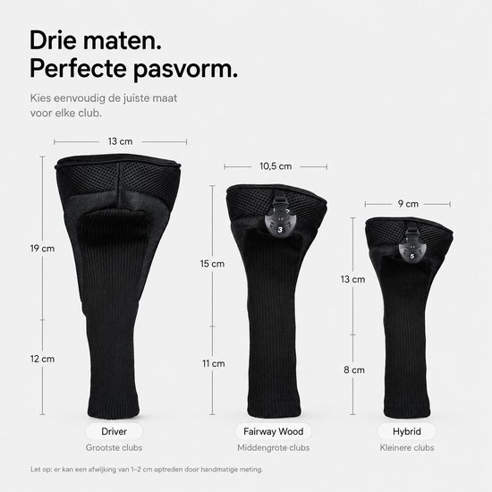 BOTC Golfclubhoofdhoes voor driver fairway - 3 stuks houten Hoofdhoezen - Golfaccessoires - Hybride Hoofdhoezenset met labels van BOTC — afbeelding 4
