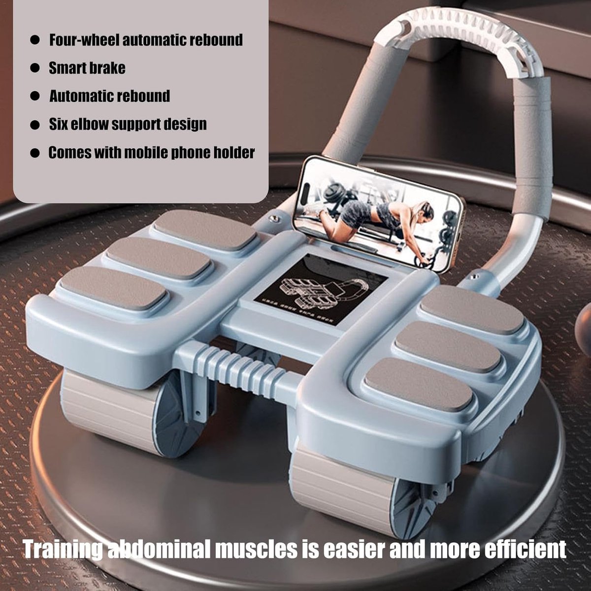 Buikwiel Ab Roller | Kleine Workout Roller - 4-wiel Ab Rollers Wiel, Automatische Rebound Core Krachttraining Buikroller voor Abs Workout