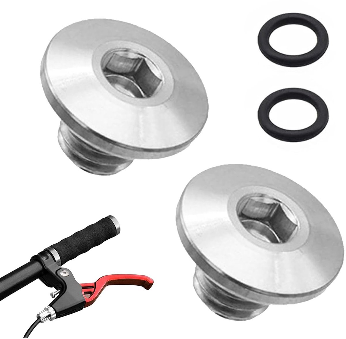2 Stuks Fietsschoen Ontluchtingsschroeven met O-ring, M5*10mm, Voorweg- en Mountainbikes, Remlever, Olievulopening