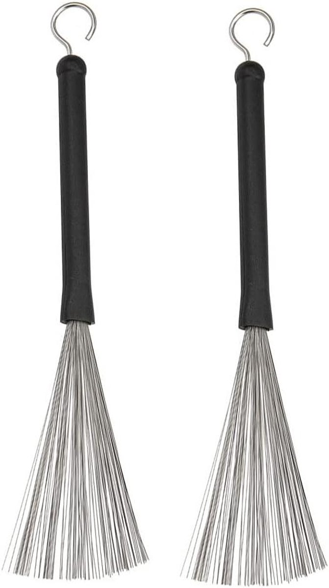 Drum Borstels - Percussie Borstels - Muziek Maken - Intrekbaar Lus - 32 cm - Zwart