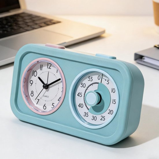 Visuele Timer - Nachtlampje Tijdmanagement - Studieplanning Kinderen - Dubbel Scherm - 6D x 12W x 6H cm - Blauw — afbeelding 3