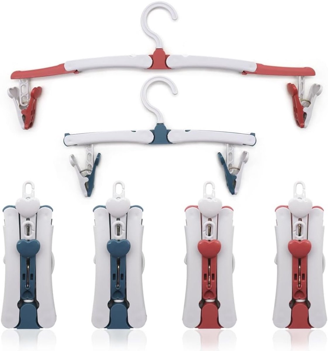 VVGoods - Set van 6 opvouwbare kleerhangers met clips voor reizen en thuisgebruik