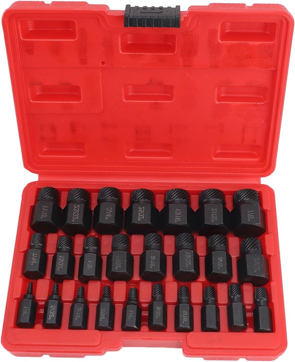 Schroefuithaler set - Beschadigde schroeven - Vastgelopen bouten verwijderen - Gelegeerd staal - 25 delig - One Color