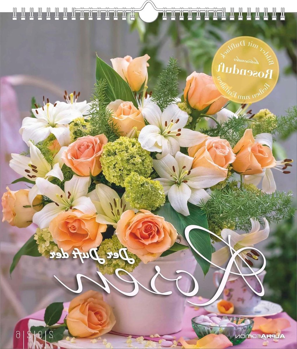 Rozen Kalender - Duftkalender Wandkalender - Jaarlijkse Planning - Met Geur - 30x34 cm