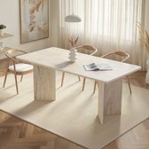 Asir - Eettafel - Travertijn - 100% met melamine gecoat spaanplaat - 180 x 90 x 75 cm