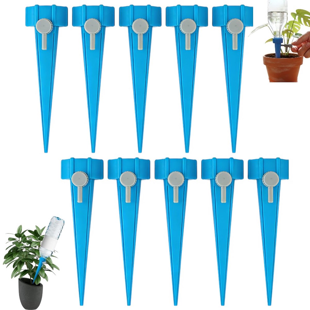 10 stuks - Automatisch bewateringsapparaat - Plantenbewateringsapparaat - Automatische bewateringsset - Blauw - Verstelbaar plantenbewateringssysteem - Druppelirrigatiesysteem - Automatisch bewateringsapparaat - Voor het bewateren van potplanten