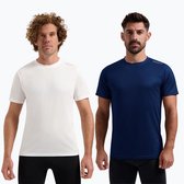 Rogelli Promo Heren 2 pack Sportshirt - Korte mouw - Wit/Blauw