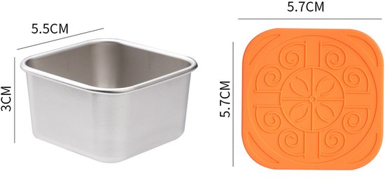 Roestvrijstalen sausbakjes - 60 ml - Vierkante sausbakjes met siliconen deksel - Lekvrije roestvrijstalen sausbakjes - Kleurrijk en lekvrij - Herbruikbaar - Voor sauzen, jam, salades, picknicks, kamperen en afhaalmaaltijden--Set van 6 — afbeelding 5