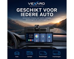 Vexaro CarPlay scherm Apple & Android Auto Scherm - Met Ingebouwde Dashcam - 10,26 Inch On-Dash Navigatie - Bluetooth & FM