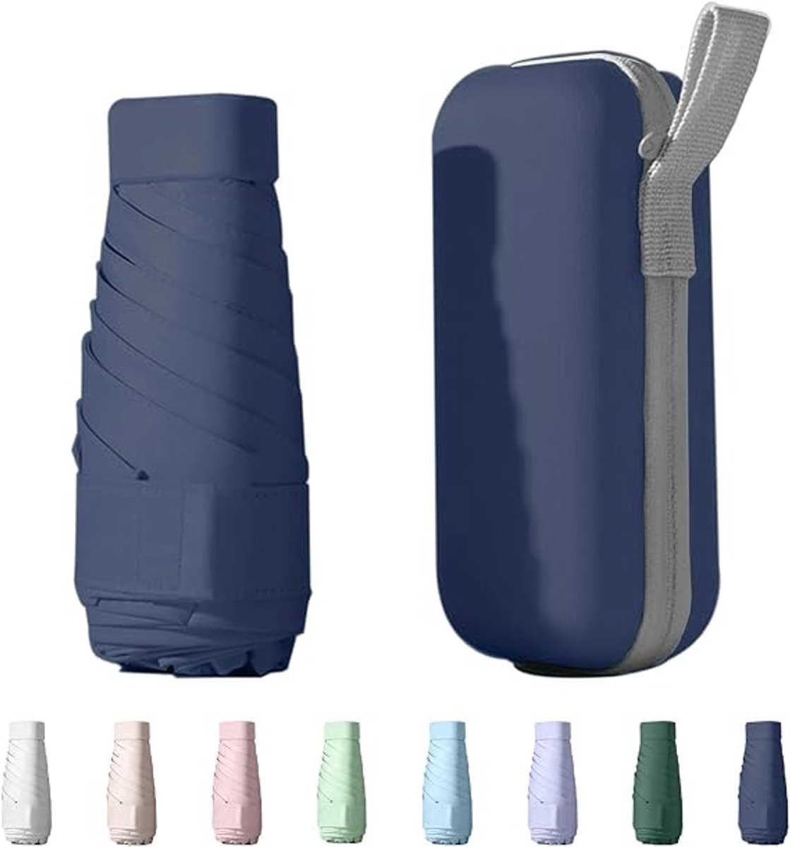 COOAU - UPF50+ mini reis parasol met beschermhoes, kleine compacte UV-blokkerende paraplu tegen de zon, lichtgewicht draagbare zonnescherm windbestendig