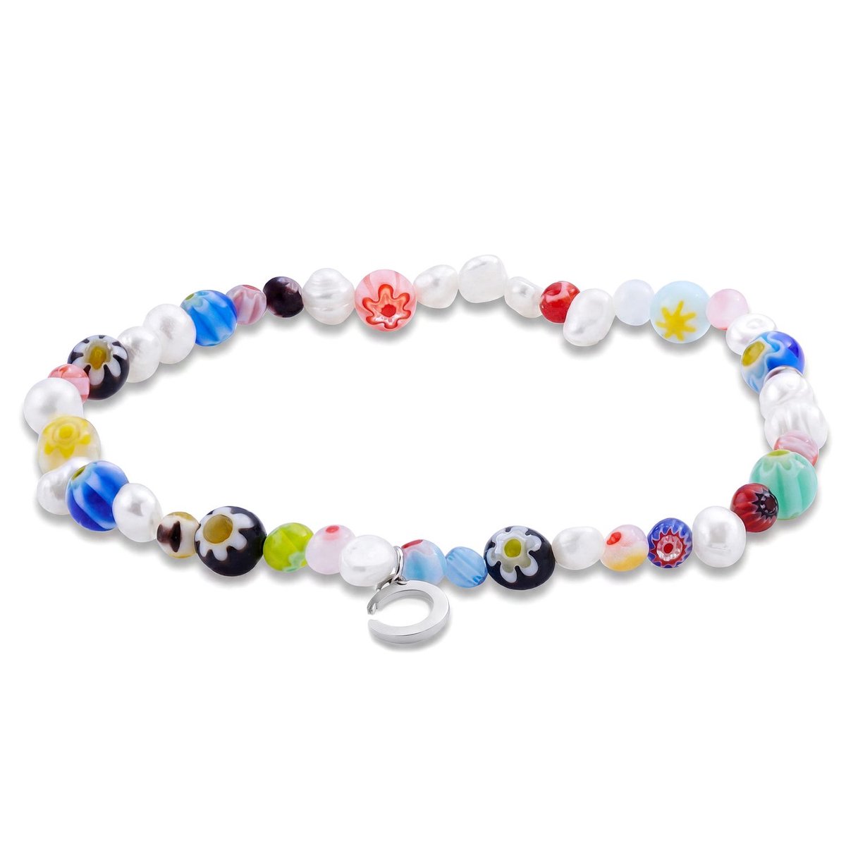 Pearlmania | Fusion armband met zoetwaterparels en veelkleurige glazen kralen