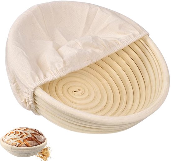 Panier à pain - moule à pain - panier à levain - blanc cassé - 30X8CM - Panier à pain - bac à levain - Panier de fermentation imitation rotin - Panier à pain rond - Panier à pain rond de 30 cm - Kit de fermentation de levain