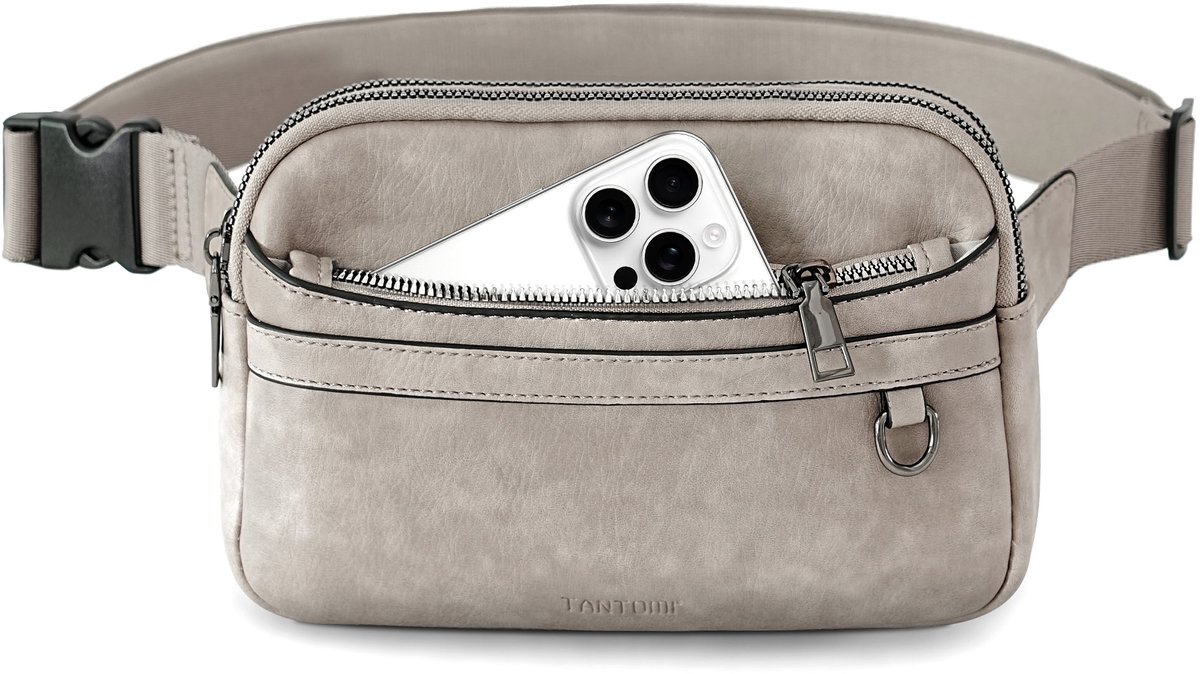 TANTOMI - Dames Schoudertas - met Tweewegsrits - Elegant Heuptas - Verstelbare Bag Strap - Kleine Schoudertas - Crossbody Tas Dames - Grijs