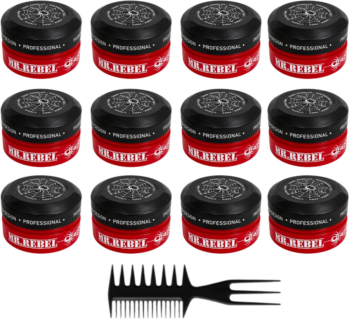 MR. REBEL Red Matte Hair Styling Wax – Haarwax Mannen – sert van 12 stuks – Sterke Hold – Matte Finish – Natuurlijke Look – Volume & Textuur – 1800 ml