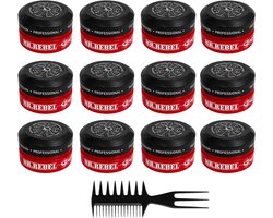 MR. REBEL Red Matte Hair Styling Wax – Haarwax Mannen – sert van 12 stuks – Sterke Hold – Matte Finish – Natuurlijke Look – Volume & Textuur – 1800 ml