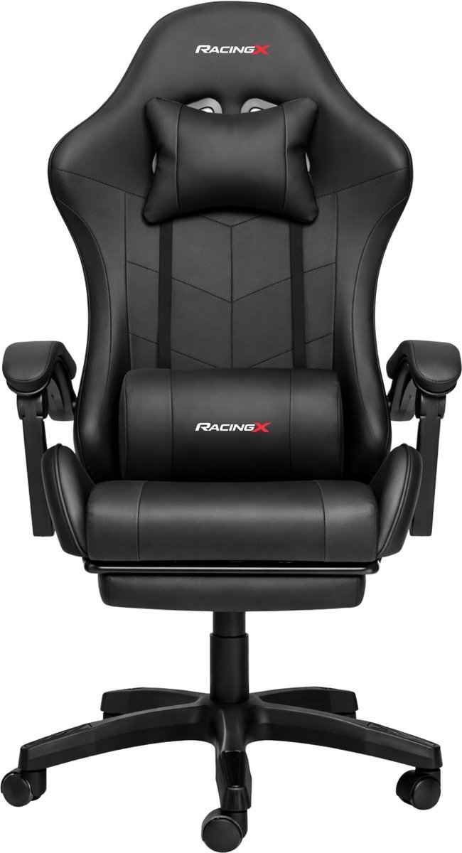 Gamestoelenland RACINGX Gaming Stoel Met Voetsteun Zwart - afbeelding 2