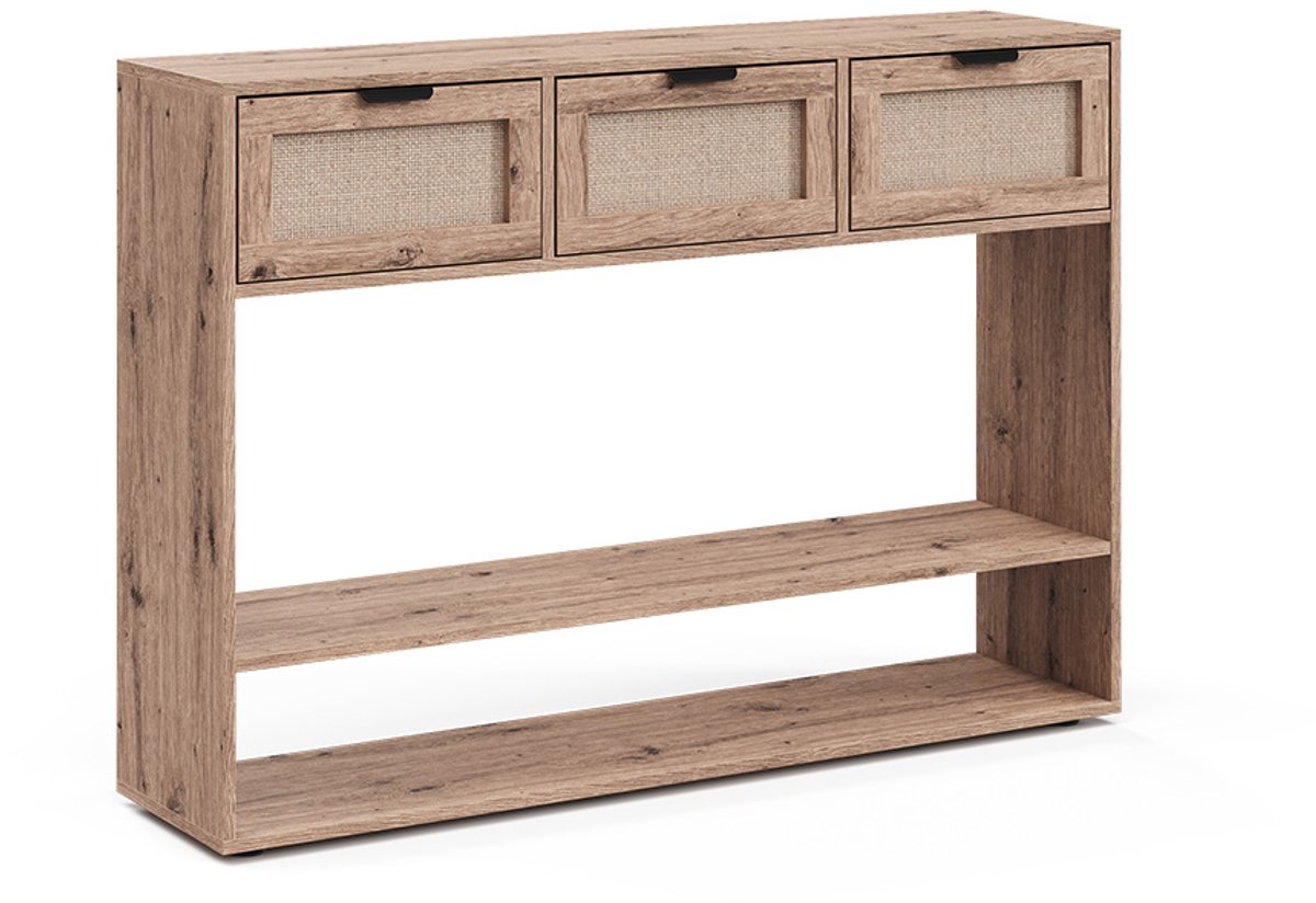 Vicco consoletafel Elven, Eiken, 120 x 85 cm met 3 lades