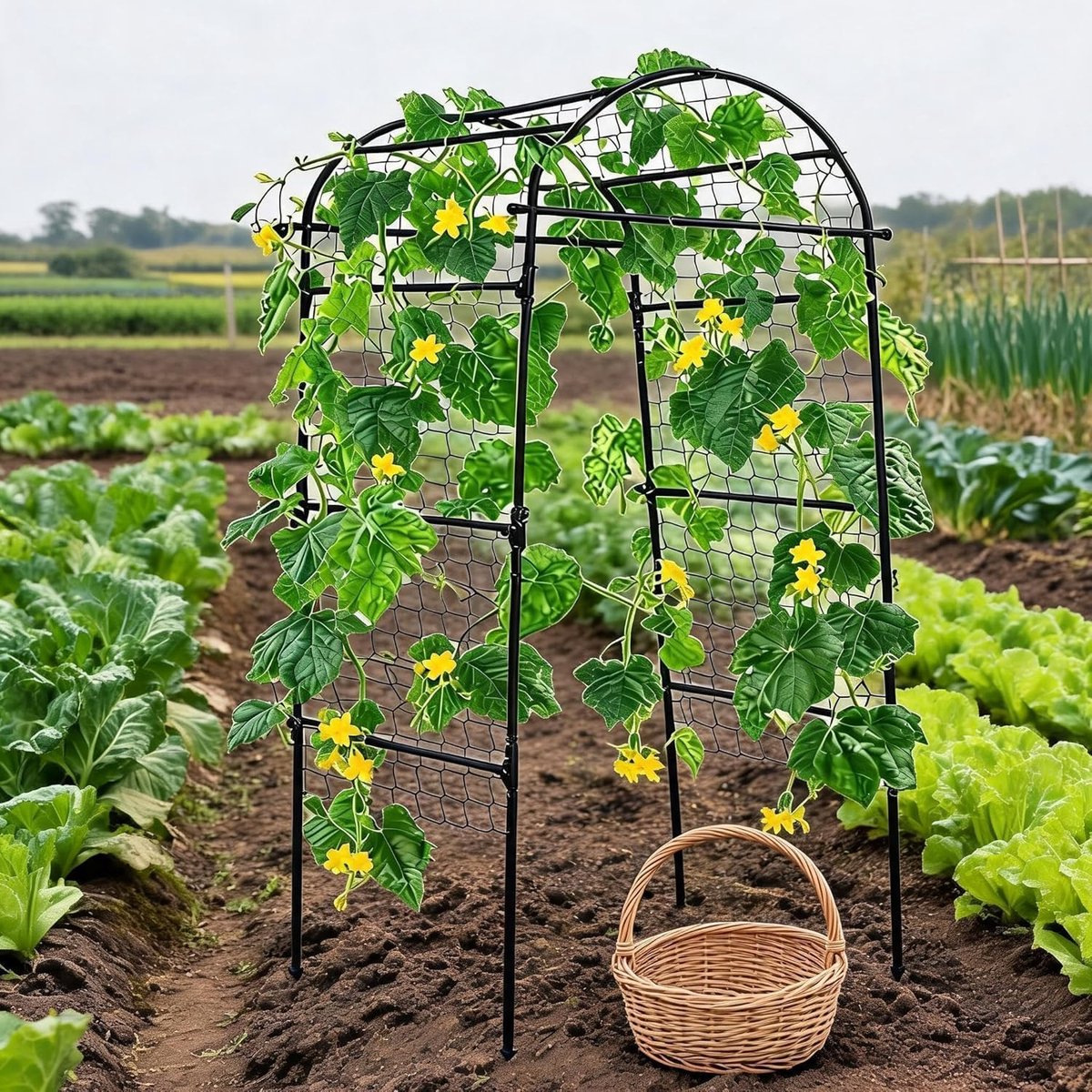 Danky U-Vormig Klimrek | Metalen Plantensteun voor Klimplanten | Stevige Tuinondersteuning voor Buiten | 90*80*205cm