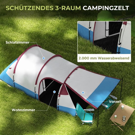 Outsunny Campingzelt Polyester, Fiberglas Rot van Merkloos — afbeelding 4