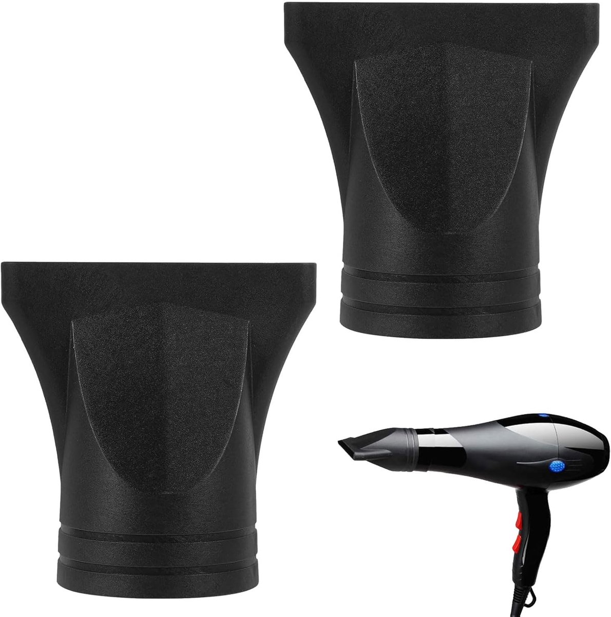 2 stuks zwarte föhn opzetstukken – Universele diffuser, 4,5 cm diameter