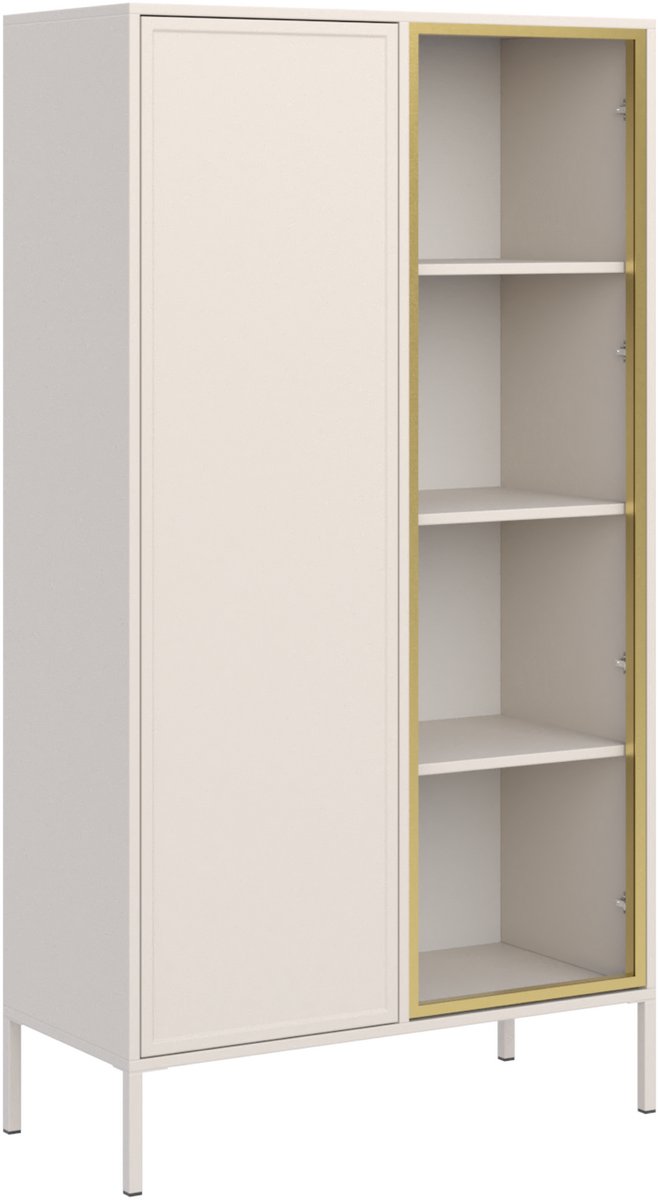 Selsey Velveto – Vitrinekast 2 deuren – met glazen front – kasjmiergrijs – 90 cm