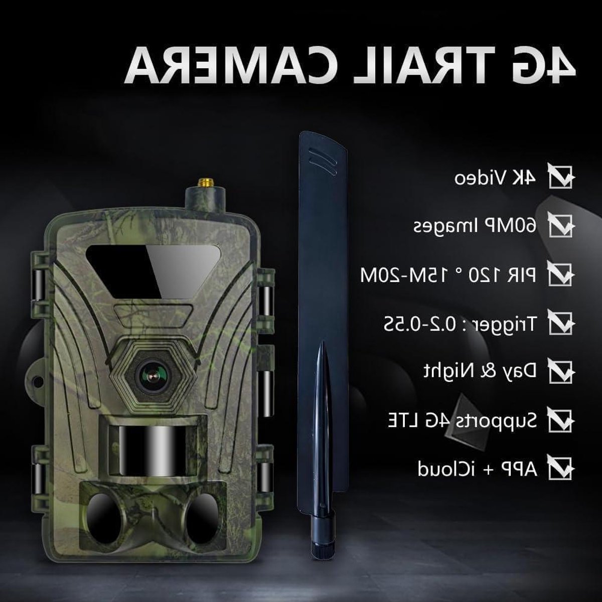Trail Camera - Wildcamera Outdoor - Natuurlijk Gedrag Observeren - Snelle Trigger Snelheid - 12MP Resolutie - Groen