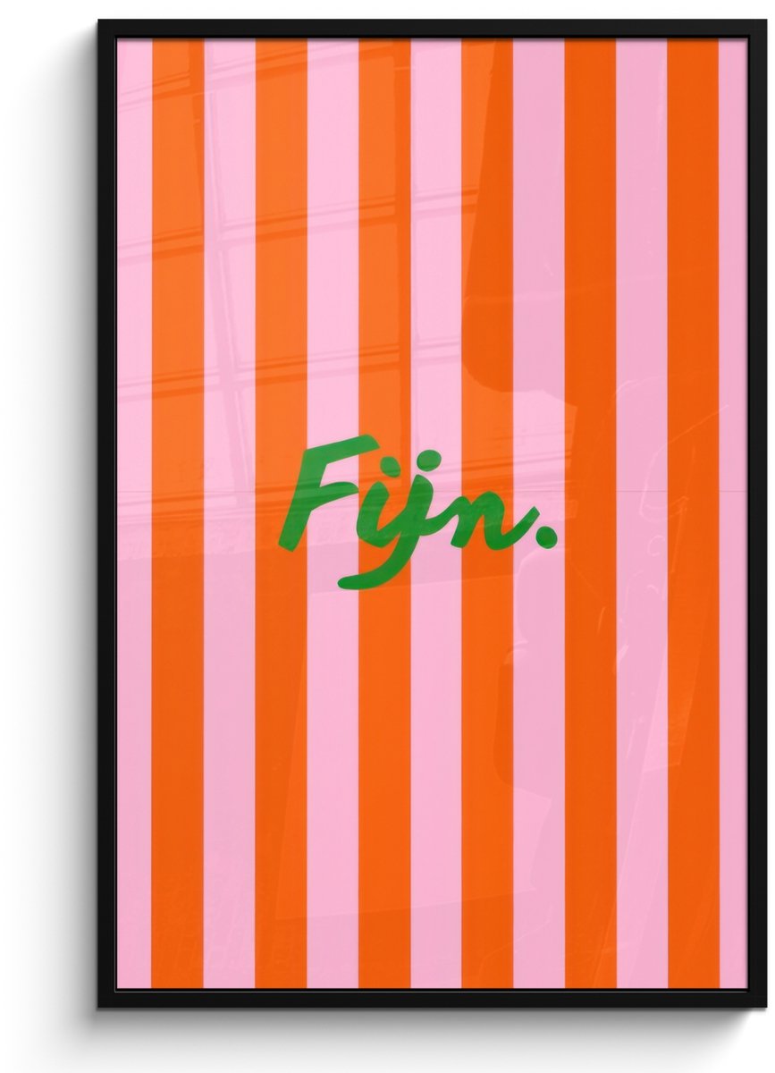 FrameYourWall Poster in lijst - Fotolijst 80x120 cm - Posters - Patroon - Oranje - Fijn - Strepen - Posterlijst zwart - Decoratie - Wanddecoratie woonkamer - Muurdecoratie slaapkamer