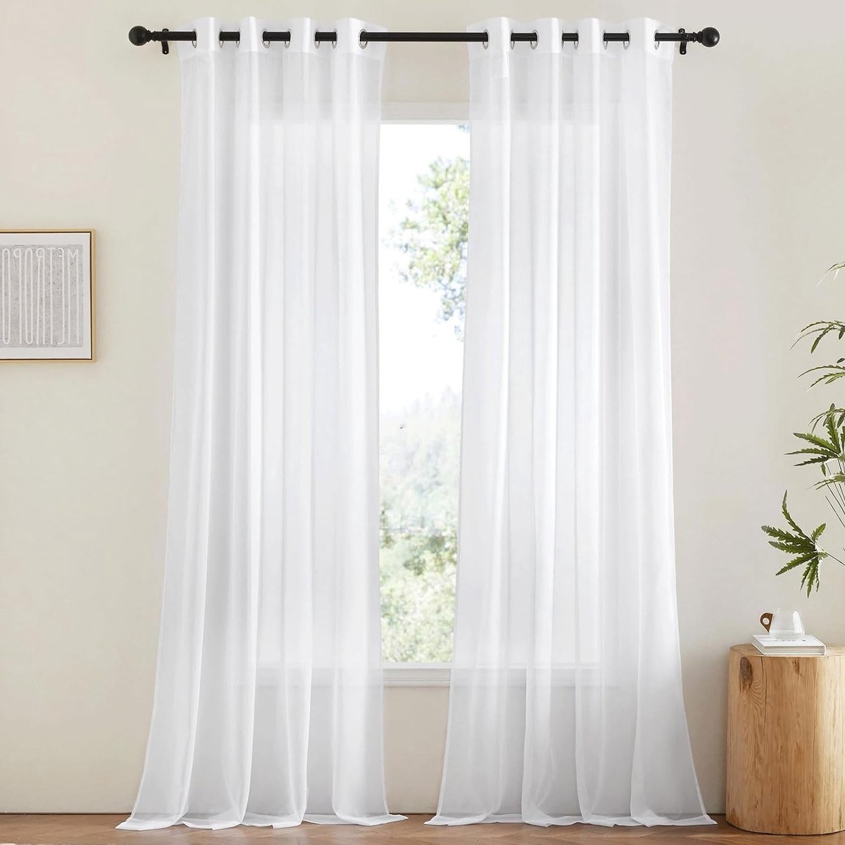 Transparante Gordijnen met Oogjes voor Woonkamer en Slaapkamer, Set van 2, 100% Polyester, 230 x 140 cm, Lichtdoorlatend en Modern Design