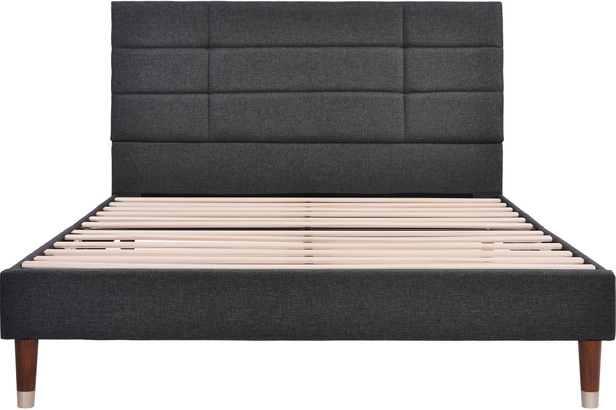 Donkergrijs linnen houten stalen tweepersoonsbed voor slaapkamer en gastenkamer 145×54×17CM