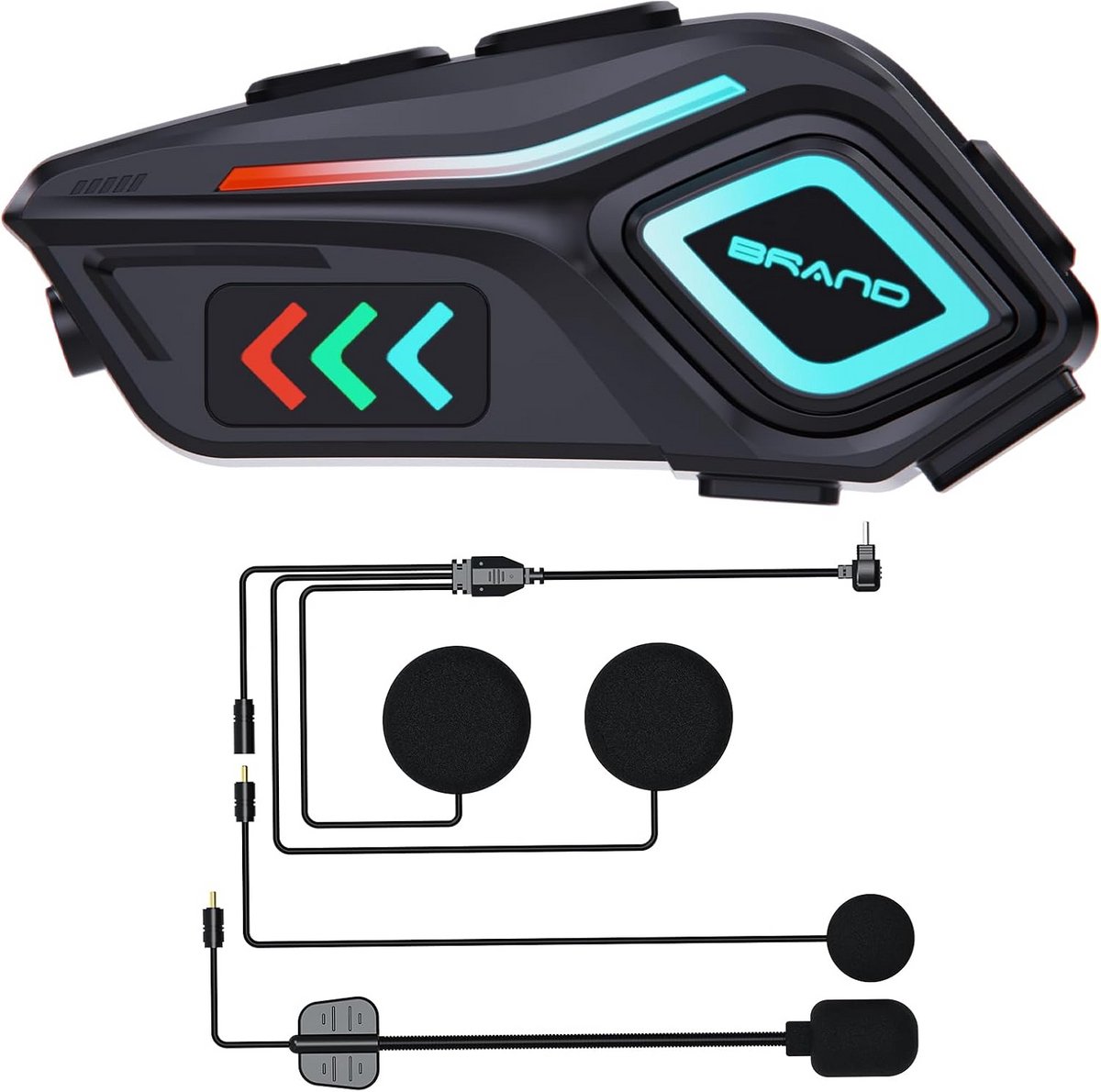 Motorhelm Headset - Draadloze Oortjes - Veilig Onderweg - Met Ingebouwde Zaklamp - 40 Uur Speeltijd - Zwart