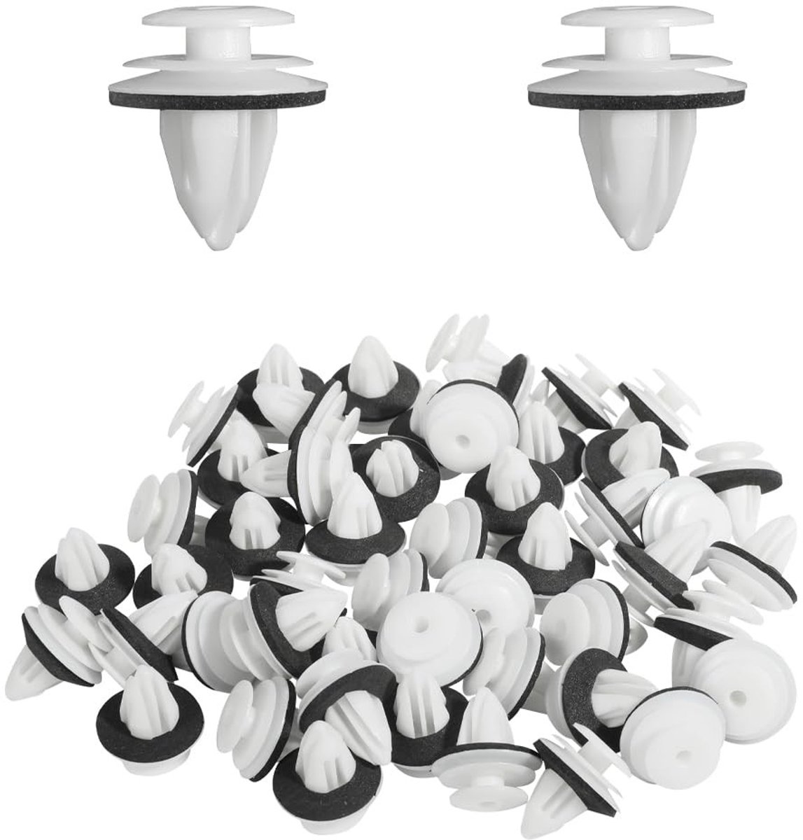 Dailygoods- Auto-Bevestigingsclips 100 Stuks - Universele Deurbekleding Clips - Kunststof Bumperklemmen - Versterkingsclip - Antislip Sponspad - Afmetingen 1,3 cm x 2 cm - Deurbekledingclips