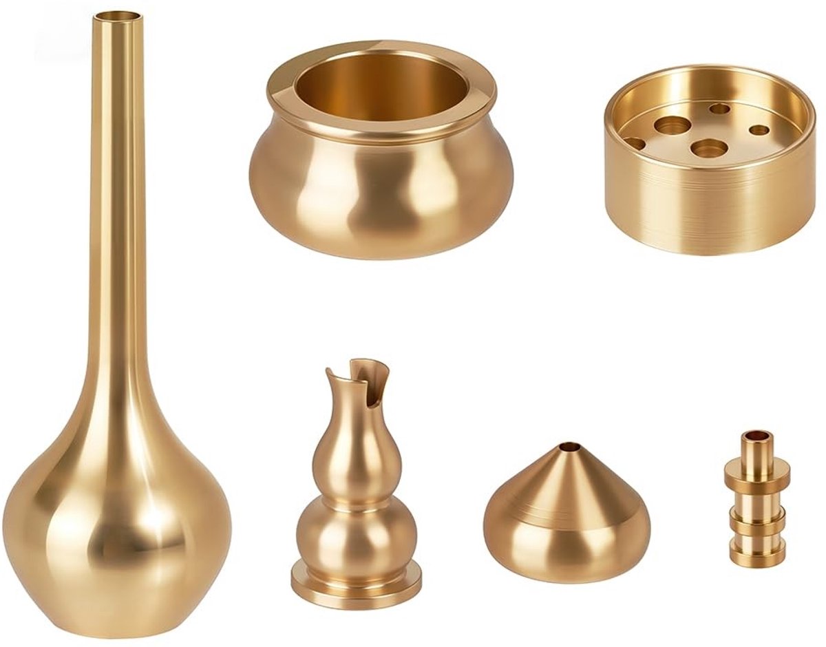 Dailygoods- Wierookhouder 6 Stuks - Messing - Gouden Kleur - Unieke Stijlen - Duurzaam Materiaal - Decoratief Voor Meditatie - Wierookbrander