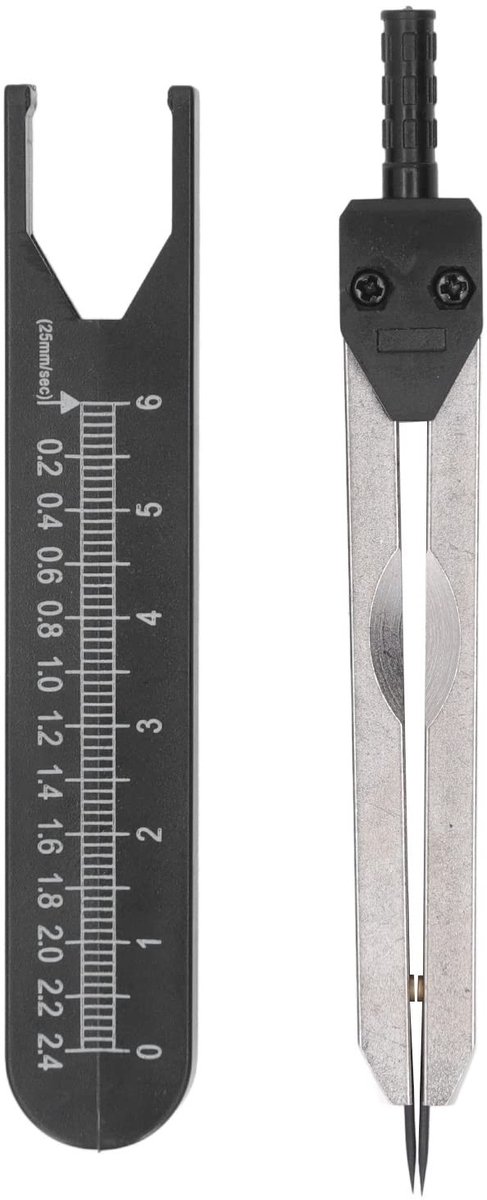 Dailygoods- EKG-liniaal Roestvrij Staal 0-2,4 Inch - Scheidingsmeetinstrument - Kompassen voor Verpleging - Handige Zakdrager - Stevig en Duurzaam - Meetliniaal
