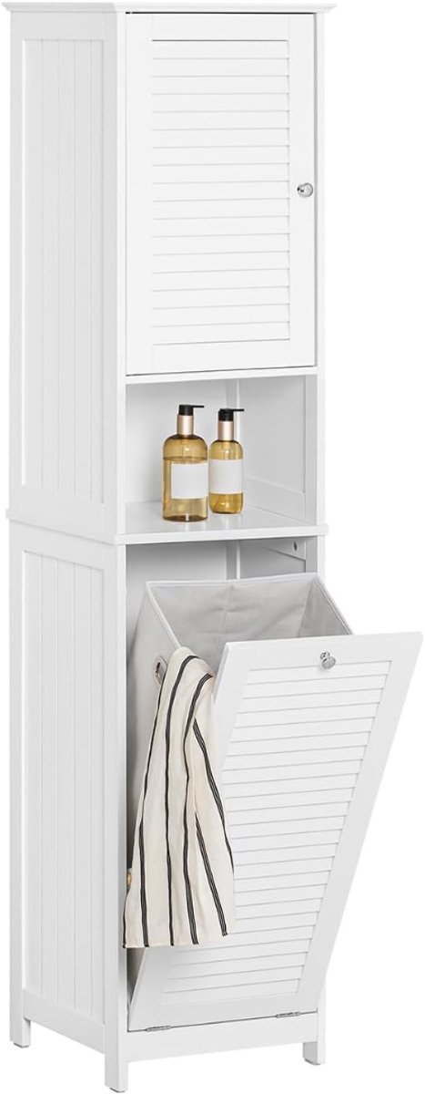 QIN® Kolomkas Staand - Opbergkasten met Deuren - Hoge Kast - Wit - ‎38cm x 40cm x 170cm