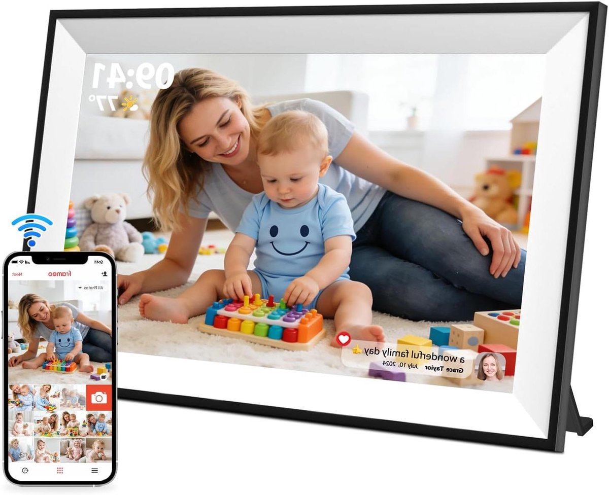 Digitale fotolijst - Wifi frame - Foto's delen - HD IPS touchscreen - 10.1 inch - Wit