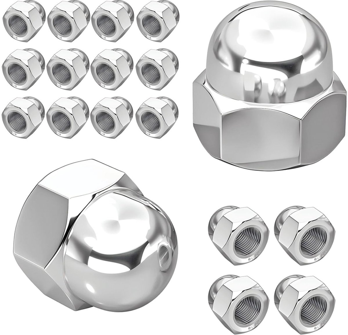 Dailygoods- Blindmoeren 20 Stuks - Zeskantige Dopmoeren - Roestvrij Staal 304 - Krasbestendig Ontwerp - Voor Schroeven/Draadstangen - Hoge Roestbestendigheid
