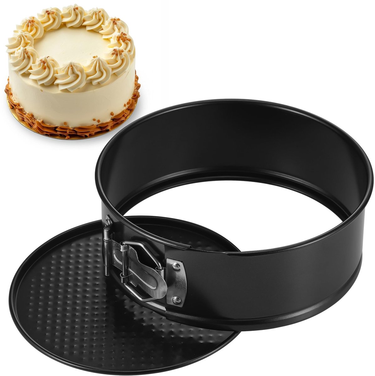 ZEYNOMAX- Taartvorm 18 cm rond - Scharniervorm - Antiaanbaklaag - Koolstofstaal - Eenvoudige verwijdering - Zwart - Springvorm