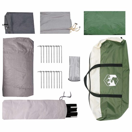vidaXL - Tunneltent - met - dak - Groen - 10-persoons - Polyester - en - Staal van Vidaxl — afbeelding 5