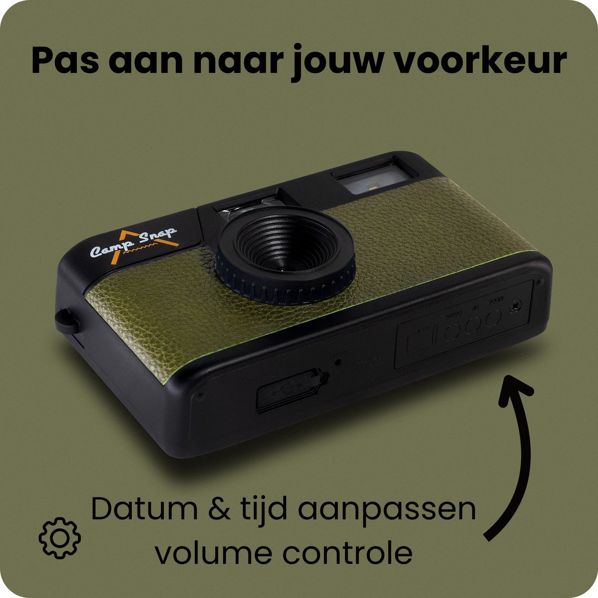 Campsnap Digitale Camera - Schermvrije Retro Fotocamera - 8 Megapixel - 2000 foto's - Minimalistisch Vintage Design - Met Flits - Oplaadbaar - 4GB - Groen – foto 8