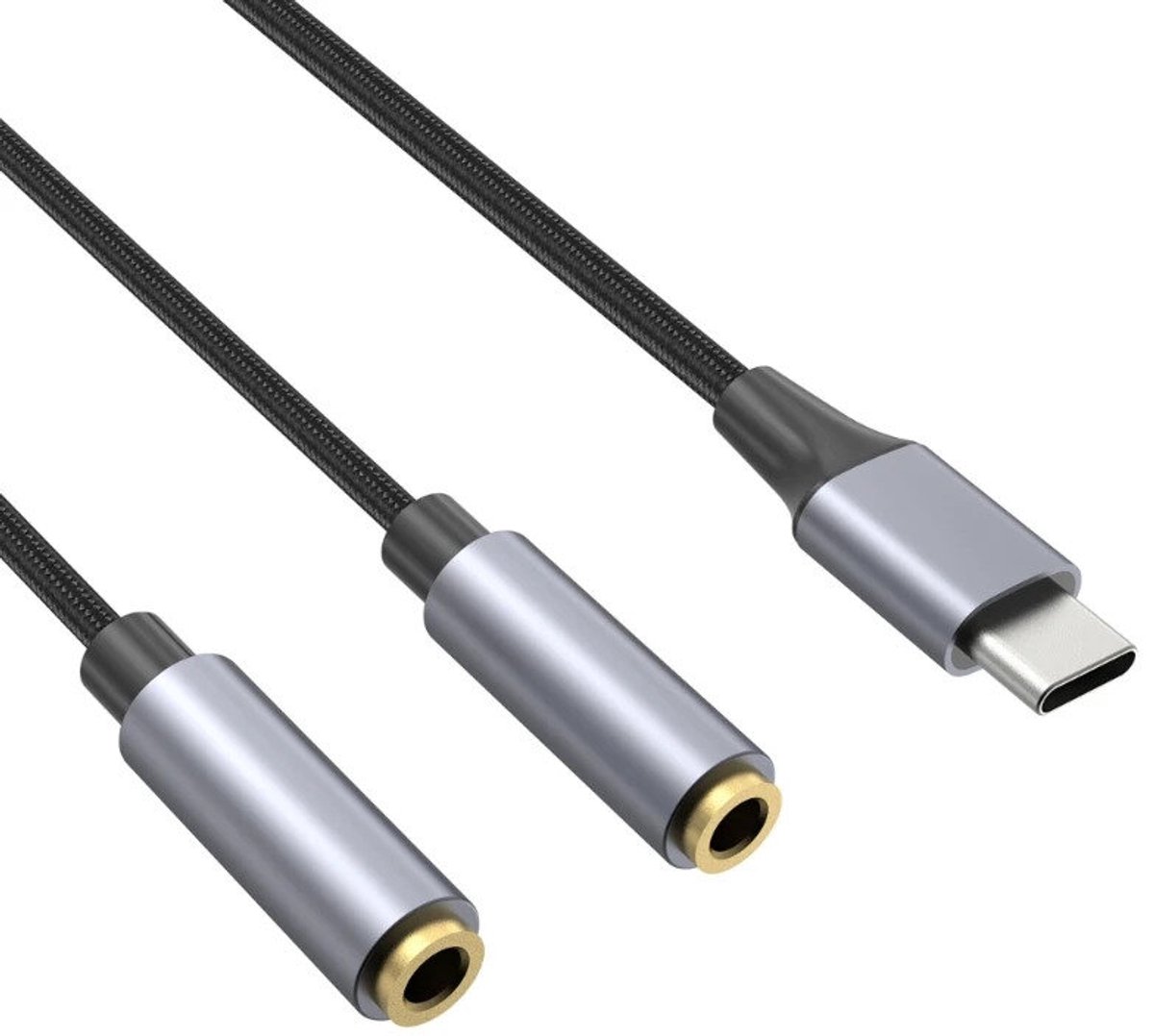 USB-C naar 2 x 3.5 mm jack Headphone splitter voor iPhone / iPod / iPad en andere