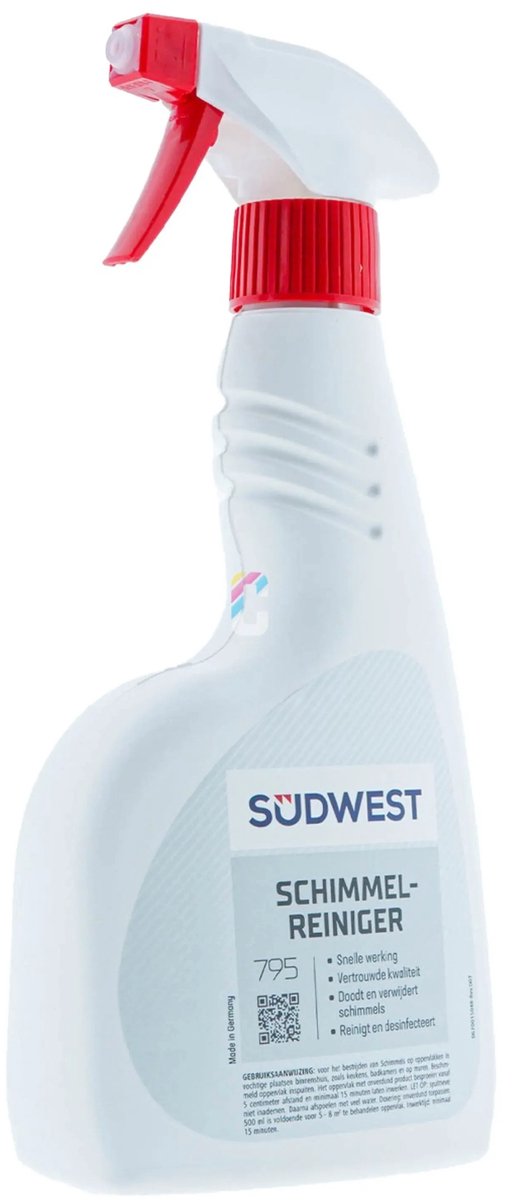 Südwest Schimmelreiniger - Vernietigt schimmels en algen - Zeer sterk - Voor binnen - Gebruiksklaar - 500 ML