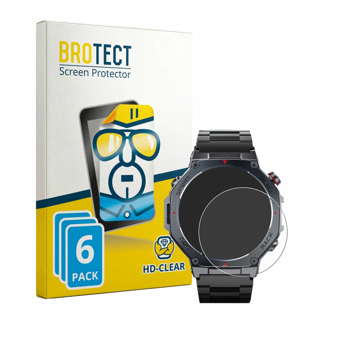 BROTECT - Screenprotector voor Jugeman V20 1.43" - Folie Beschermfolie transparant 6 Stuks