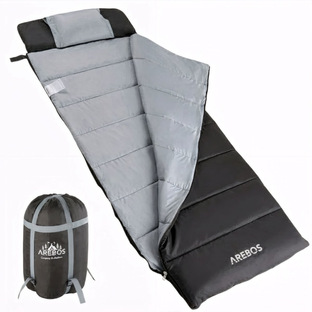 AREBOS Slaapzak 220x83 cm met Kussen & Deken – Camping Reisslaapzak 0-25°C