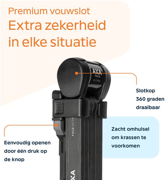 AXA Fold Ultra 90 - Vouwslot - Fietsslot - ART 2 - Voor elk type Fiets - Met Houder - 90 cm lang - Zwart - Ook voor Fatbike! van AXA — afbeelding 3